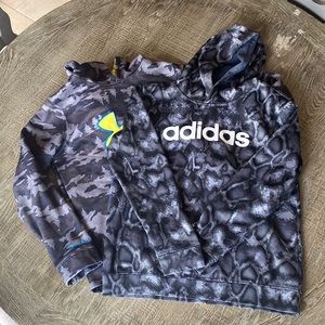 Two Adidas & Under Armour Hoodies Boys Large Camo